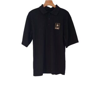 US Army Polo Shirt Embroidered Logo Black Short Sleeve Dri-Duke Mens Small EUC